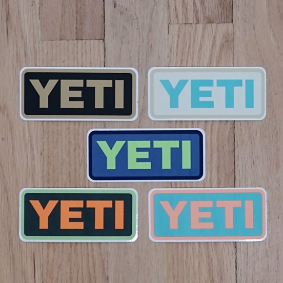 YETI Name Logo Decal / Stickers Authentic New 5-Pc Collection Mint Condition Set - Picture 1 of 1
